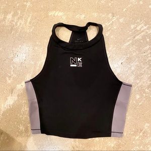 Nike Dri Fit Crop High Neck Halter Workout Tank